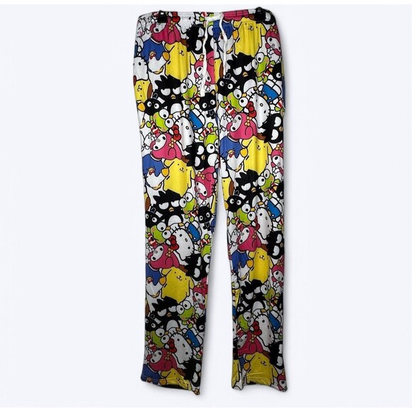 Hello Kitty Sleep Pants Sz XL Character Collage My Melody Badtz Maru Sanrio PJs - Picture 1 of 7